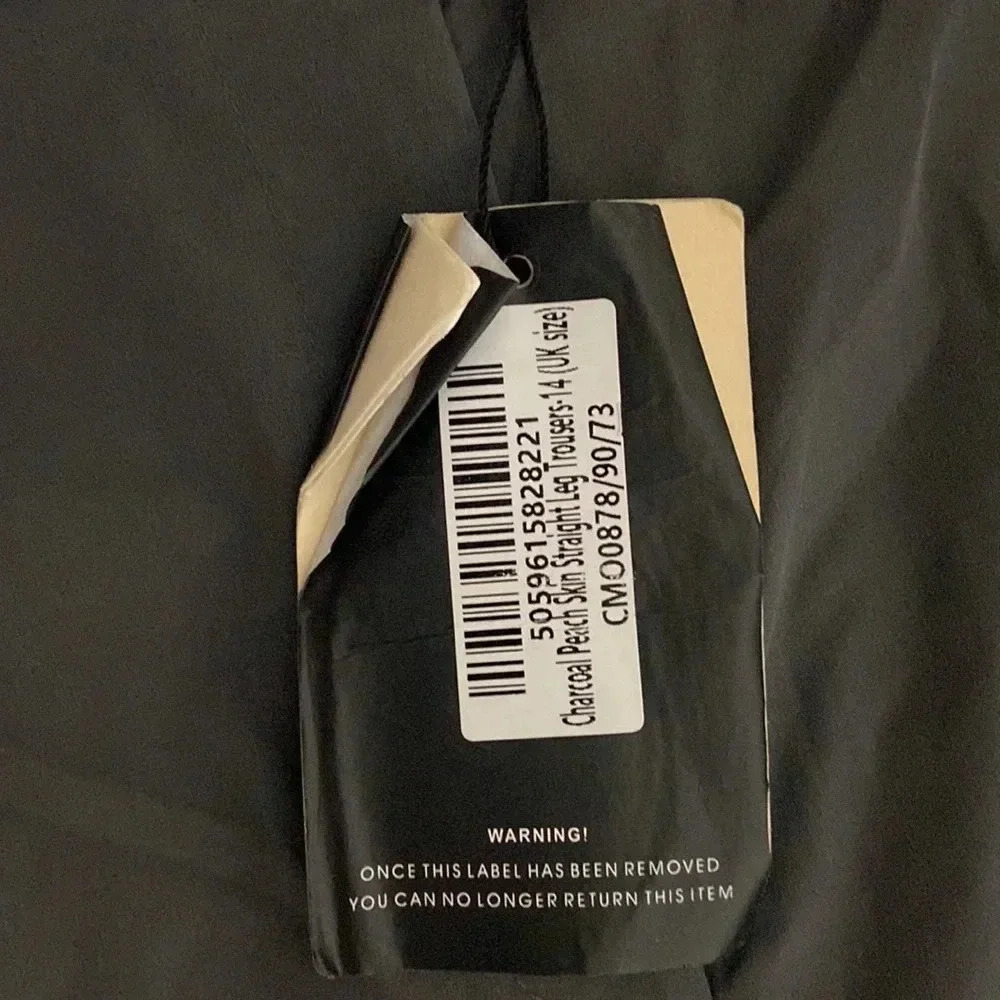 NWT pants Pretty Little Thing charcoal pants size 10 US wide leg? front pockets - Picture 8 of 10